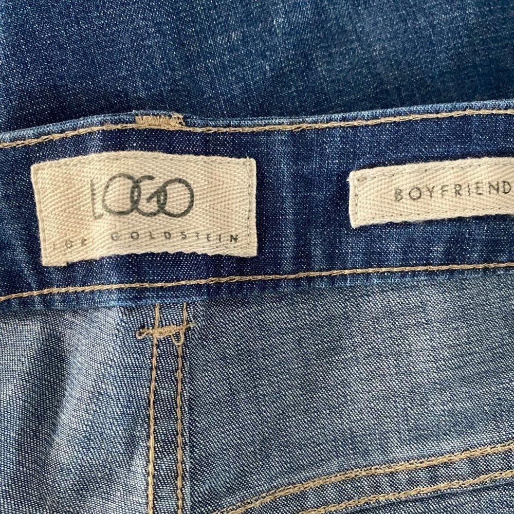 LOGO Lori Goldstein Boyfriend Wide Leg Cropped Chambray Denim Jeans 10 - Picture 11 of 12